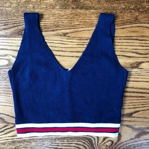 Navy blue and white crop top from Venice, Italy